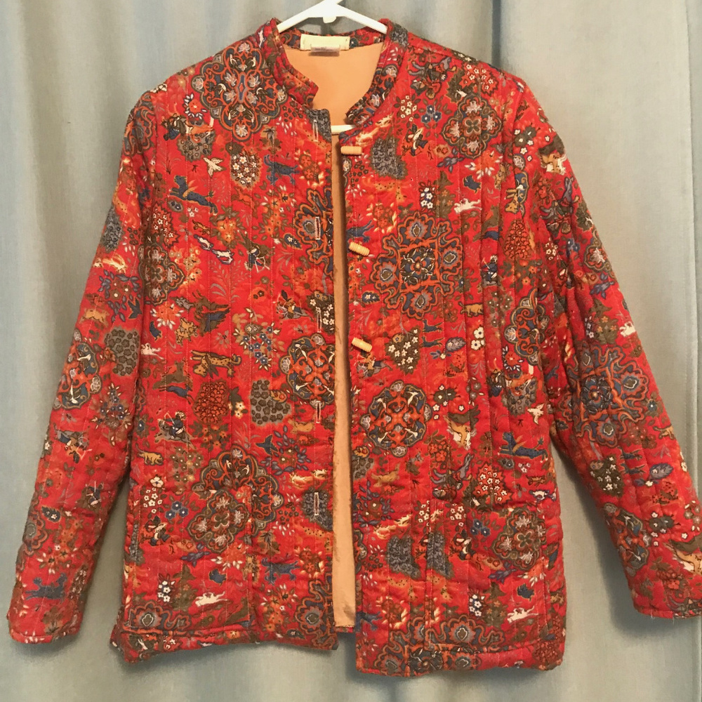 1970's womens red vintage quilted jacket - M